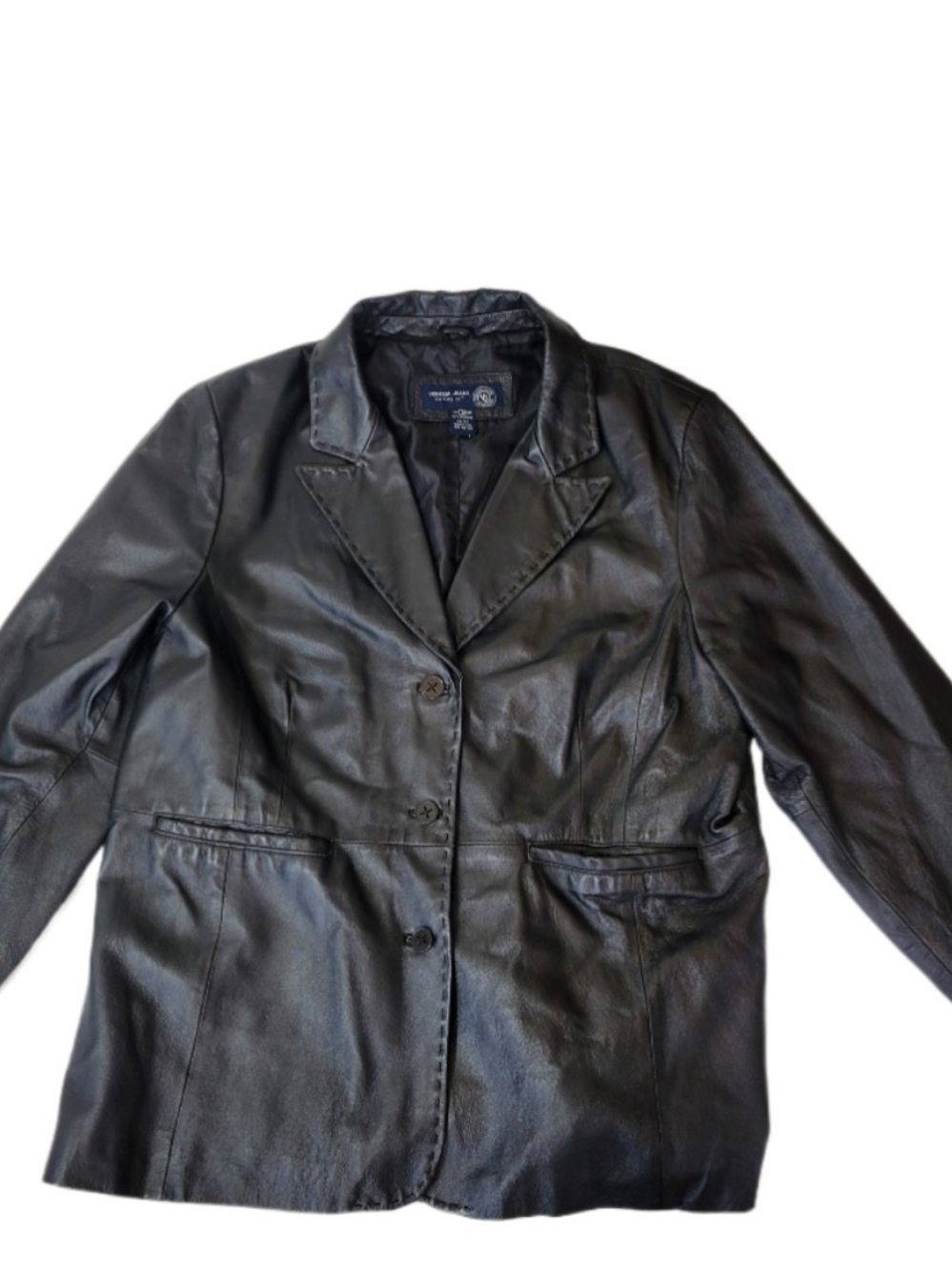Venezia Black Genuine Leather Blazer 22/24 Plus Size Vintage Y2K